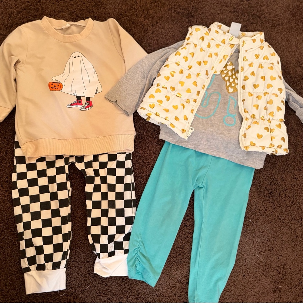 Kids Halloween Ghost and Turquoise Puffer Vest sets